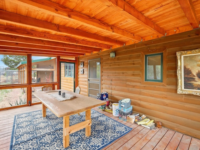 125 Apache Canyon Trl, Santa Fe, NM 87505 - sunroom with beamed ceiling
