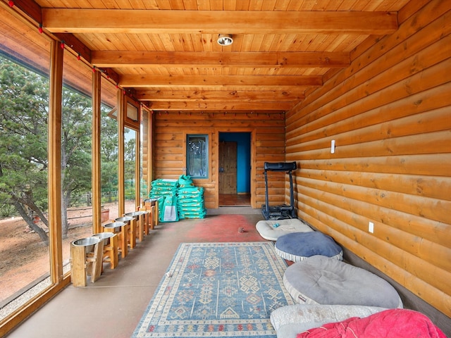 125 Apache Canyon Trl, Santa Fe, NM 87505 - sunroom / solarium featuring beam ceiling