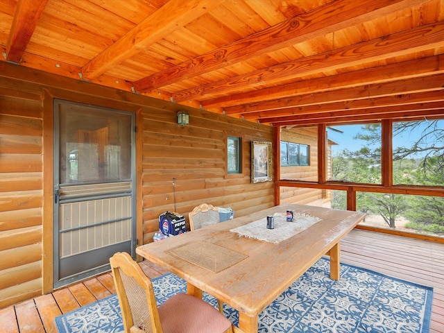 125 Apache Canyon Trl, Santa Fe, NM 87505 - sunroom featuring beam ceiling