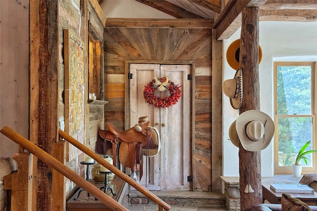 1330 Cerro Gordo Unit F, Santa Fe, NM 87501 - hall featuring wooden walls
