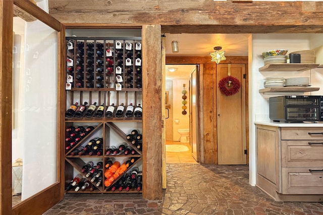 1330 Cerro Gordo Unit F, Santa Fe, NM 87501 - wine area featuring dark stone finish flooring