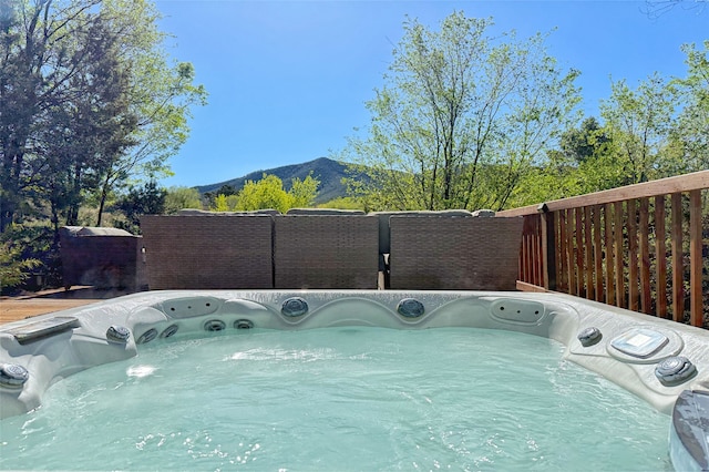 1330 Cerro Gordo Unit F, Santa Fe, NM 87501 - view of pool with a hot tub and a mountain view