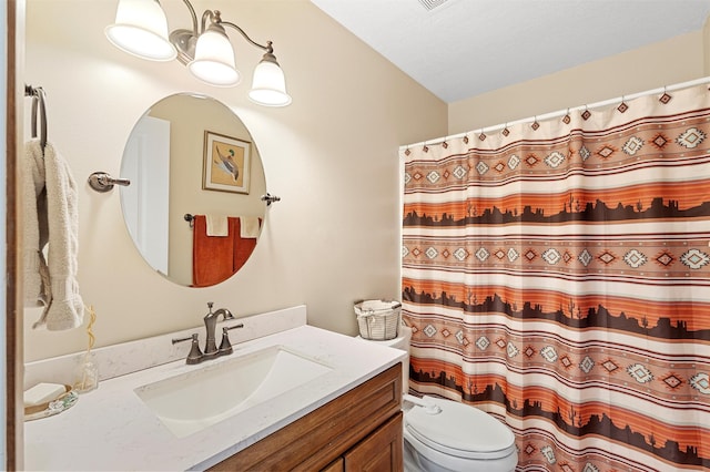 1043 Cheyenne, Los Alamos, NM 87544 - bathroom featuring vanity, toilet, and a shower with curtain