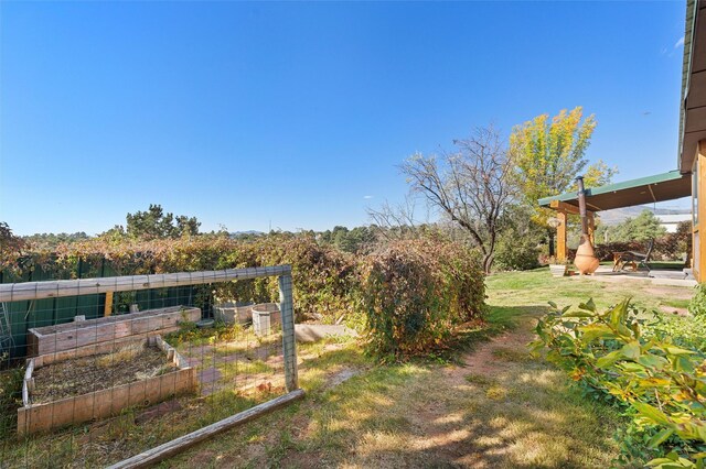 1043 Cheyenne, Los Alamos, NM 87544 - view of grassy yard featuring a vegetable garden
