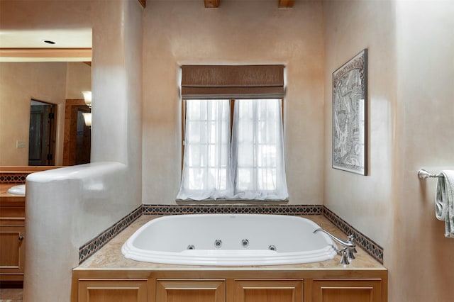 1050 Sierra Del Norte, Santa Fe, NM 87501 - full bathroom with a whirlpool tub and vanity