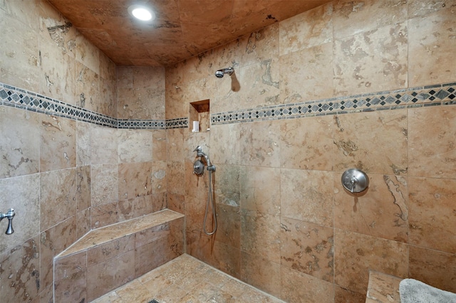 1050 Sierra Del Norte, Santa Fe, NM 87501 - bathroom with tiled shower and recessed lighting