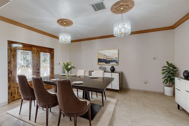1521 Lakeview Rd SW, Albuquerque, NM 87105 - dining area with a chandelier, ornamental molding, and baseboards