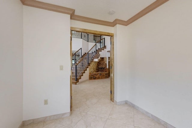 1521 Lakeview Rd SW, Albuquerque, NM 87105 - empty room with ornamental molding, stairs, and baseboards