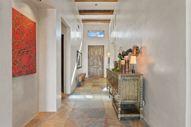 20 Rising Moon, Santa Fe, NM 87506 - foyer with beamed ceiling