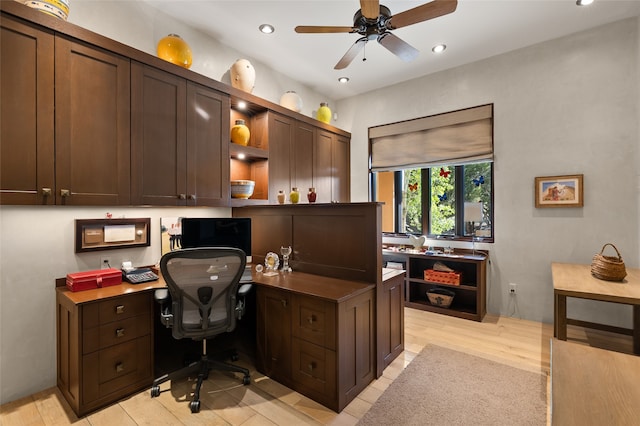 20 Rising Moon, Santa Fe, NM 87506 - office featuring a ceiling fan, recessed lighting, and light wood-style floors