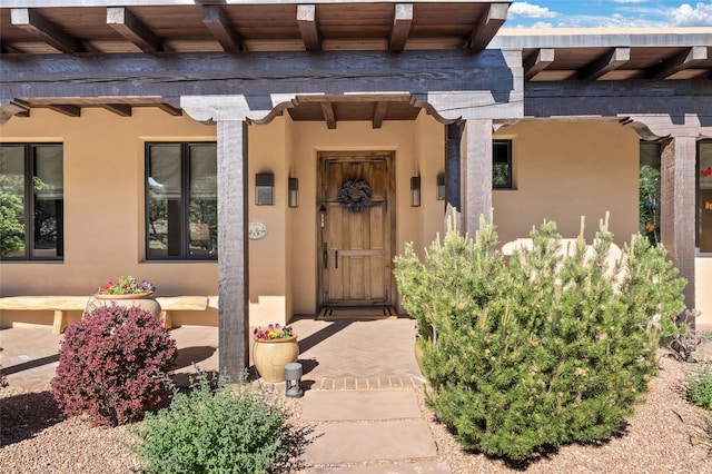 20 Rising Moon, Santa Fe, NM 87506 - property entrance with stucco siding