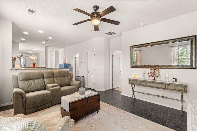 5910 Monte Rosa St, Santa Fe, NM 87507 - living area featuring ceiling fan, baseboards, and recessed lighting