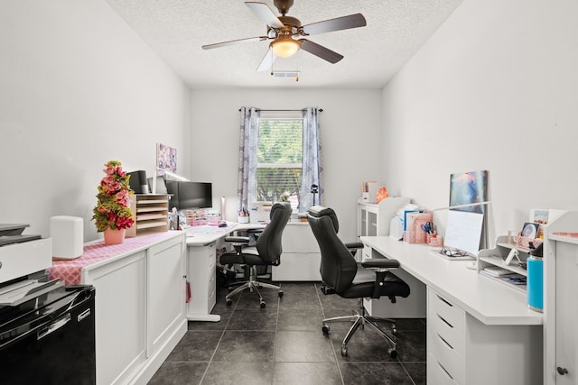 5910 Monte Rosa St, Santa Fe, NM 87507 - office featuring a ceiling fan and a textured ceiling