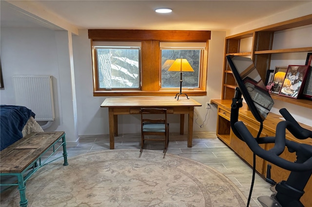 559 Camino Del Monte Sol, Santa Fe, NM 87505 - office space with baseboards, recessed lighting, and light wood-style floors