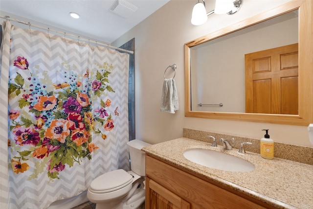 1208 Declovina St, Santa Fe, NM 87505 - full bath with vanity, toilet, and a shower with shower curtain
