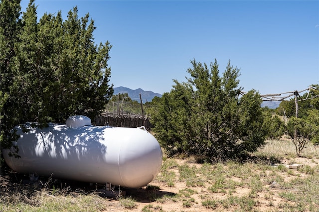 208A Camino Los Abuelos, Santa Fe, NM 87508 - exterior view of gas tank and a mountainous background
