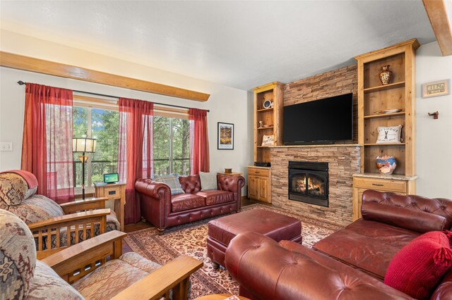 50 Jackson Hole Rd, Angel Fire, NM 87710 - living room with a stone fireplace