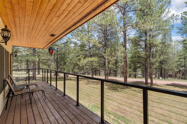 50 Jackson Hole Rd, Angel Fire, NM 87710 - wooden deck with view of wooded area