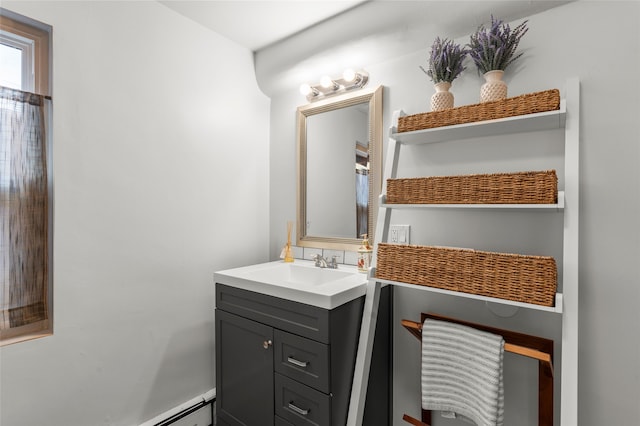 309 Lomita St, Santa Fe, NM 87505 - bathroom featuring vanity and baseboard heating
