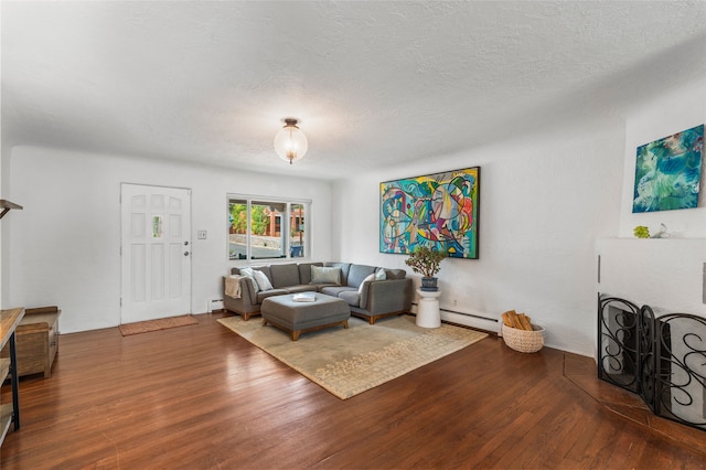 309 Lomita St, Santa Fe, NM 87505 - living area with wood finished floors, baseboard heating, and a baseboard radiator