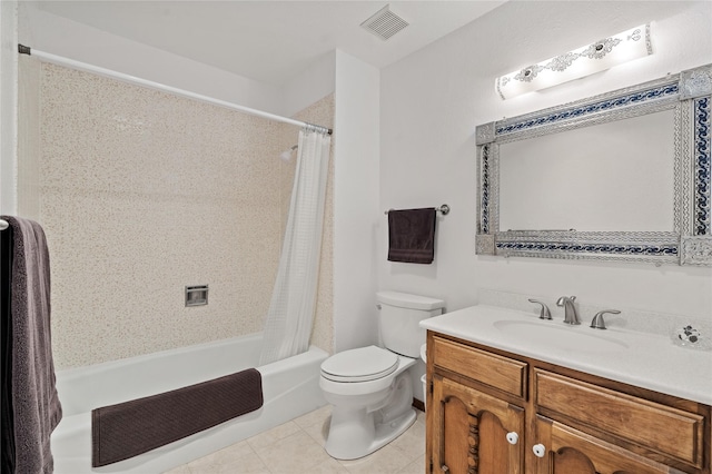 1905 Camino Redondo, Los Alamos, NM 87544 - bathroom featuring toilet, shower / tub combo with curtain, vanity, and tile patterned flooring