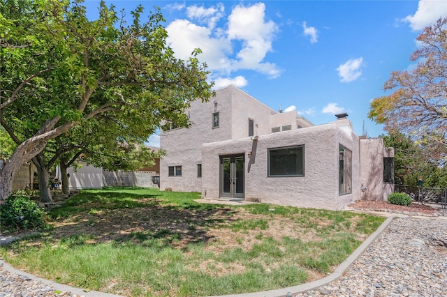 1905 Camino Redondo, Los Alamos, NM 87544 - rear view of property with french doors and stucco siding
