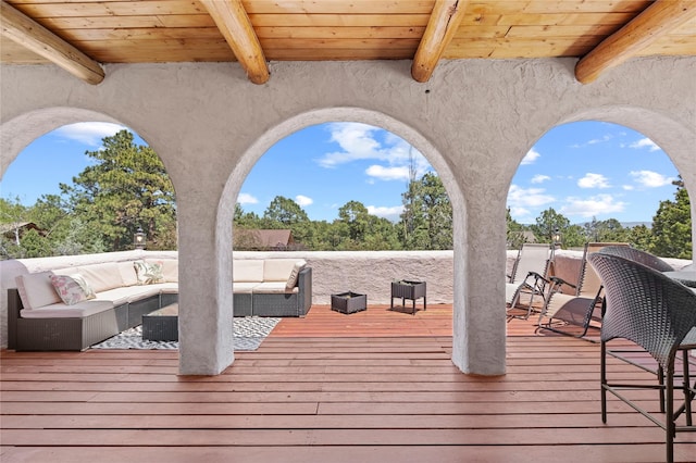 1905 Camino Redondo, Los Alamos, NM 87544 - wooden terrace with outdoor lounge area