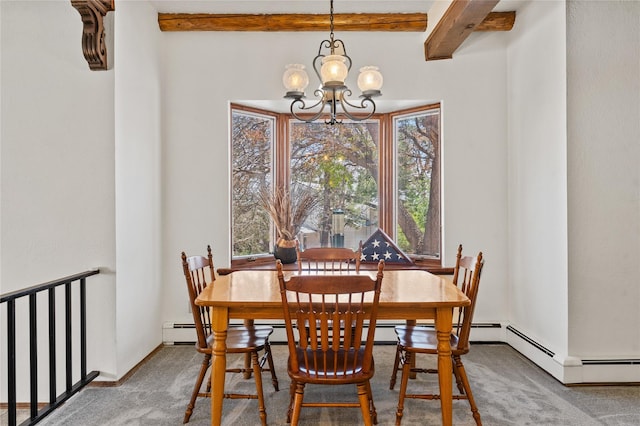 1905 Camino Redondo, Los Alamos, NM 87544 - carpeted dining room featuring a chandelier and beam ceiling