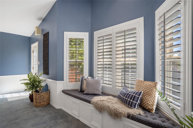 917 Estates Dr, Los Alamos, NM 87544 - sitting room with carpet floors and lofted ceiling