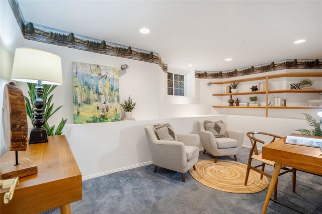 917 Estates Dr, Los Alamos, NM 87544 - sitting room featuring carpet, baseboards, and recessed lighting