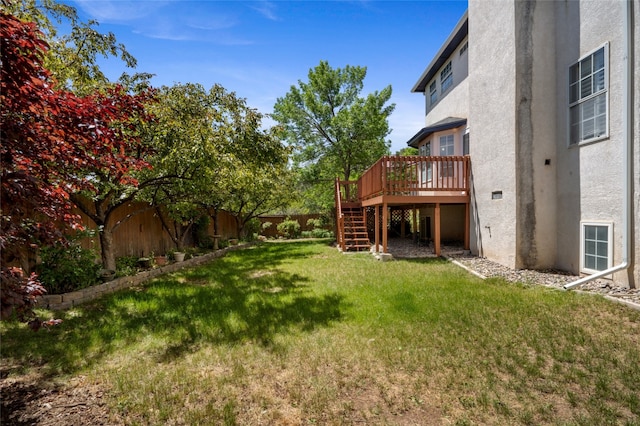 917 Estates Dr, Los Alamos, NM 87544 - view of yard featuring stairway and a deck