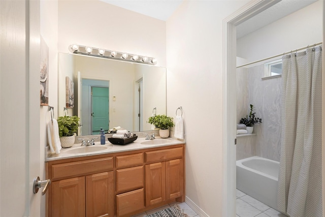 1810 Eucalyptus Rd NE, Rio Rancho, NM 87144 - full bath featuring shower / tub combo with curtain and double vanity