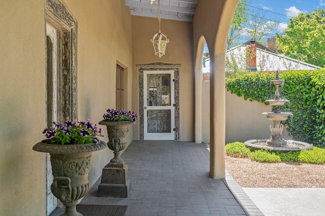 519 E Palace Ave, Santa Fe, NM 87501 - property entrance with stucco siding