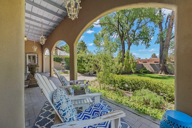 519 E Palace Ave, Santa Fe, NM 87501 - fenced backyard featuring a patio