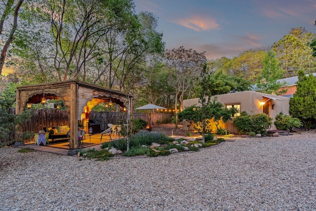 519 E Palace Ave, Santa Fe, NM 87501 - view of yard featuring a gazebo and a patio