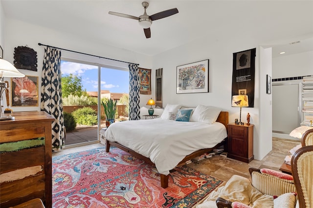 1 Pajarito Peak, Santa Fe, NM 87508 - bedroom featuring access to outside and ceiling fan