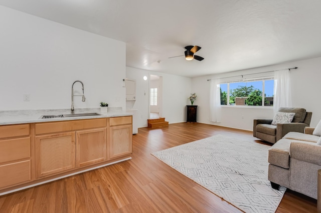 202 Alamo Dr, Santa Fe, NM 87501 - living area featuring light wood-style flooring and a ceiling fan