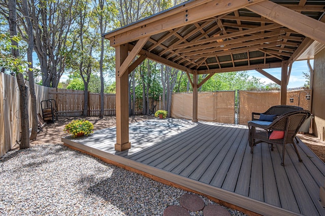 202 Alamo Dr, Santa Fe, NM 87501 - wooden deck featuring a gazebo and a fenced backyard