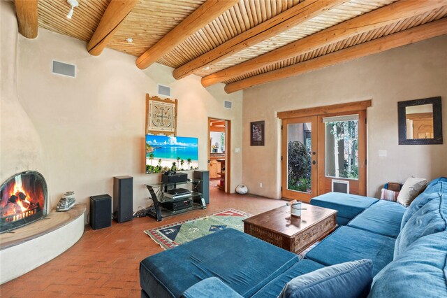 525 Camino Militar, Santa Fe, NM 87501 - kitchen with wooden counters, stainless steel appliances, open shelves, brown cabinets, and beam ceiling