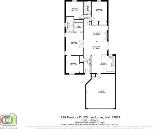1128 Pandora Dr SW, Los Lunas, NM 87031 - view of room layout