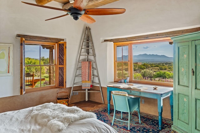 26 Camino Los Angelitos, Santa Fe, NM 87540 - bedroom featuring a mountain view