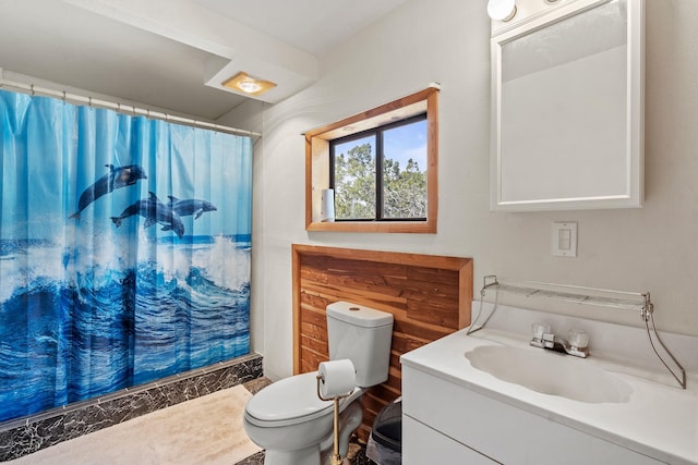 71 Apache Plume Dr, Santa Fe, NM 87508 - full bathroom with toilet, vanity, and curtained shower