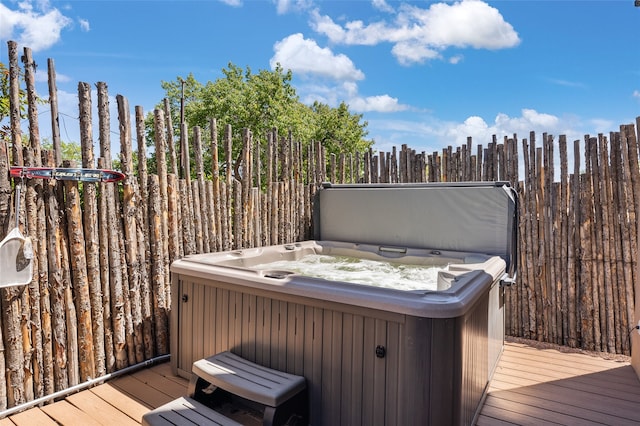 505 Juniper Dr Unit B, Santa Fe, NM 87501 - deck featuring a hot tub