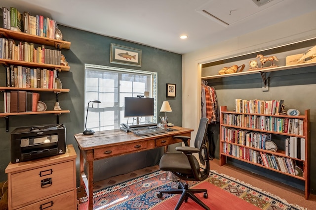 1402A Bishops Lodge Rd, Santa Fe, NM 87506 - home office with attic access and recessed lighting