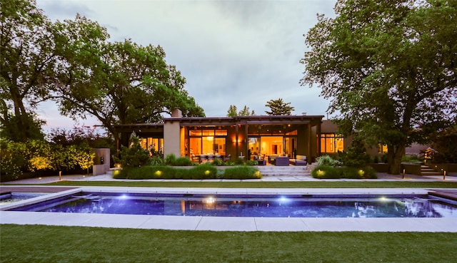 974 Old Santa Fe Trl, Santa Fe, NM 87505 - outdoor pool featuring a yard