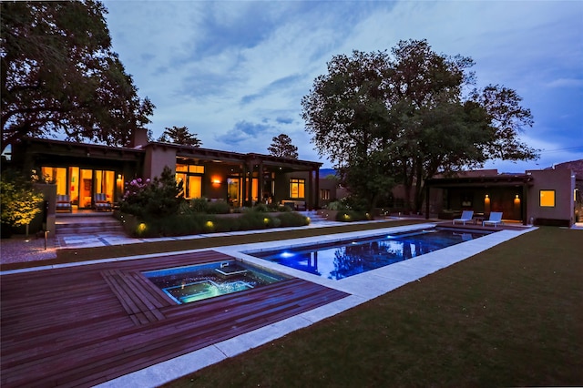 974 Old Santa Fe Trl, Santa Fe, NM 87505 - swimming pool featuring an in-ground hot tub and a patio area