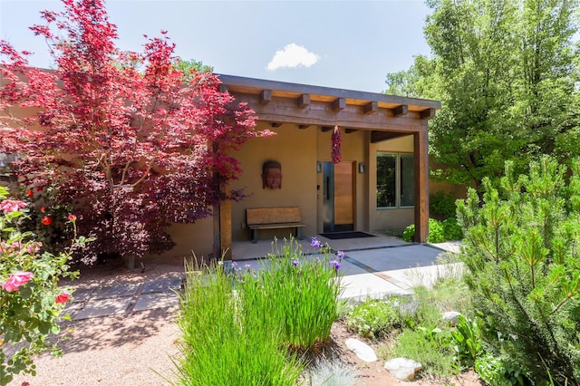 974 Old Santa Fe Trl, Santa Fe, NM 87505 - doorway to property featuring stucco siding