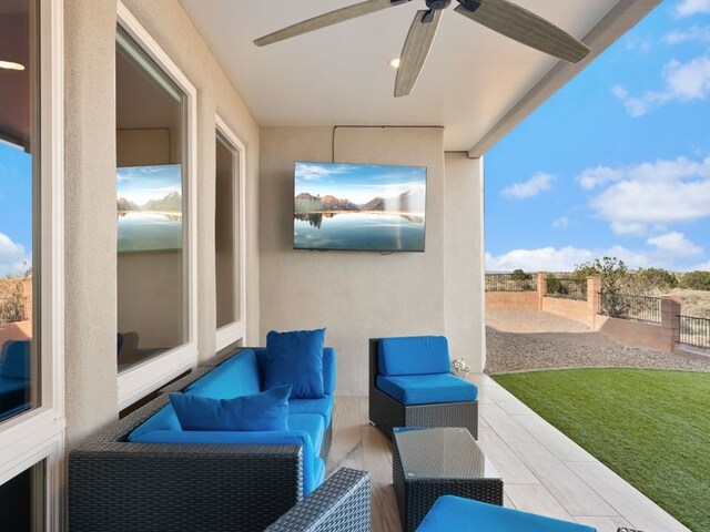 2324 Venada Rd, Rio Rancho, NM 87144 - view of patio featuring ceiling fan and outdoor lounge area