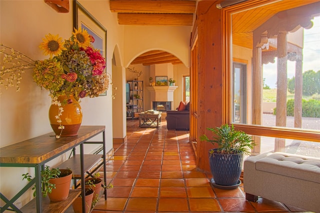 7 Paseo De Rincon, Santa Fe, NM 87508 - hallway featuring arched walkways and tile patterned floors