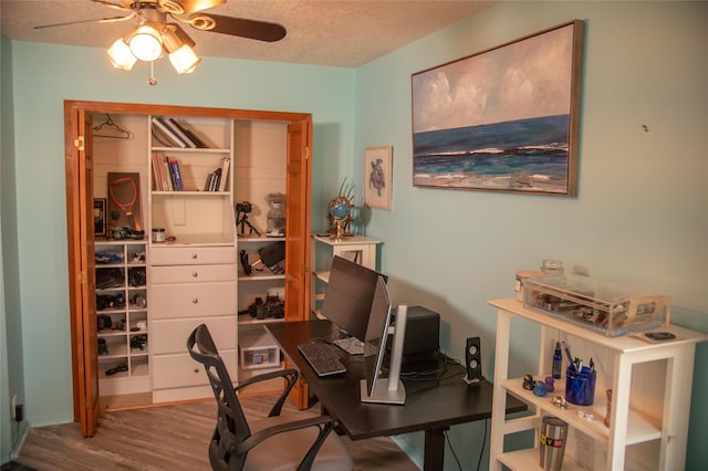 7 Paseo De Rincon, Santa Fe, NM 87508 - office space with ceiling fan, wood finished floors, and a textured ceiling